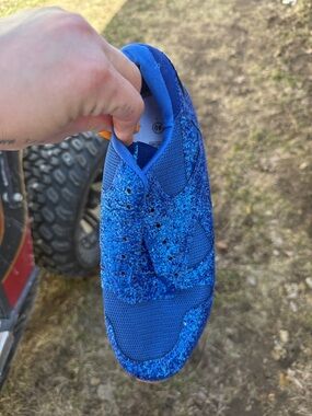 Women’s Blue Glitter Slip-On Sneakers